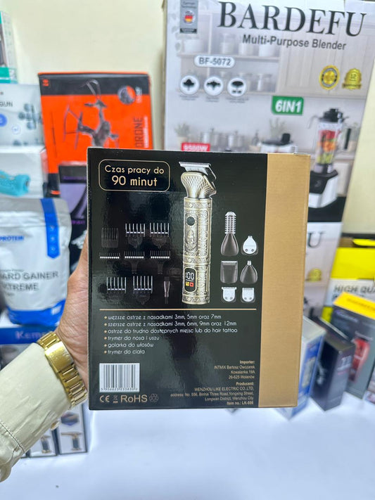 Trymer 7‑in‑1 Professional Grooming Kit – Stainless Steel, LED Display, 90 min Runtime, Travel Lock