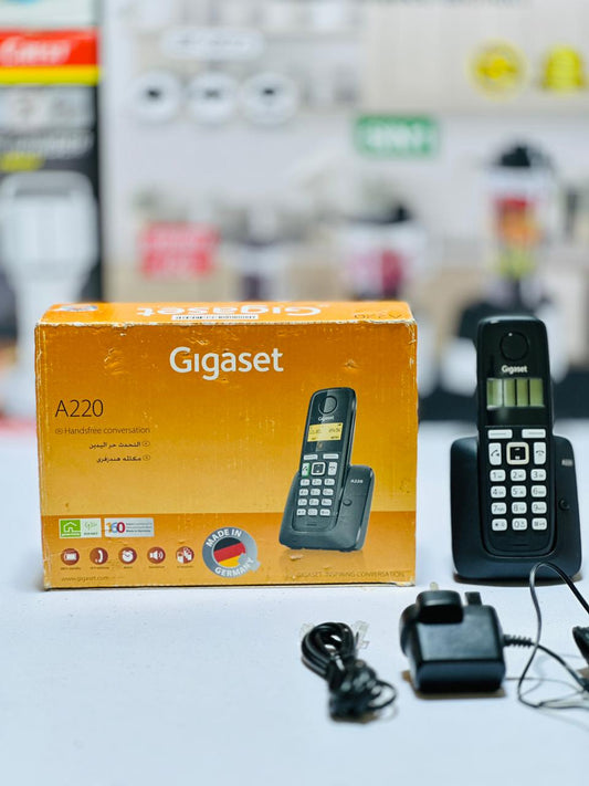 Gigaset A220 Trio Cordless Phone with 200 Hrs Standby, 50M Indoor-300M Outdoor Range, Internal-External Call Transfer, Speakerphone, 80 Contact Storage, Made in Germany