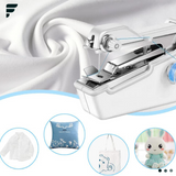 Mini Portable Handy Sewing Machine - Handheld Electric Stitch Household Tool for Kids Clothing, Fabric, Home & Travel Use | White Color - Battery-Powered (4 AA Batteries Not Included) - Adult Easy Hand Sewing Needlework Fabrics & Clothes - Handy Stapler