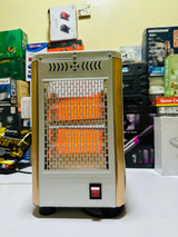 Standing solo Heater with Wheel, 5-Sided Heating, Multifunctional Outdoor Heater with Temperature Adjustment, Electric Heater for Garden Party,White (Gold)