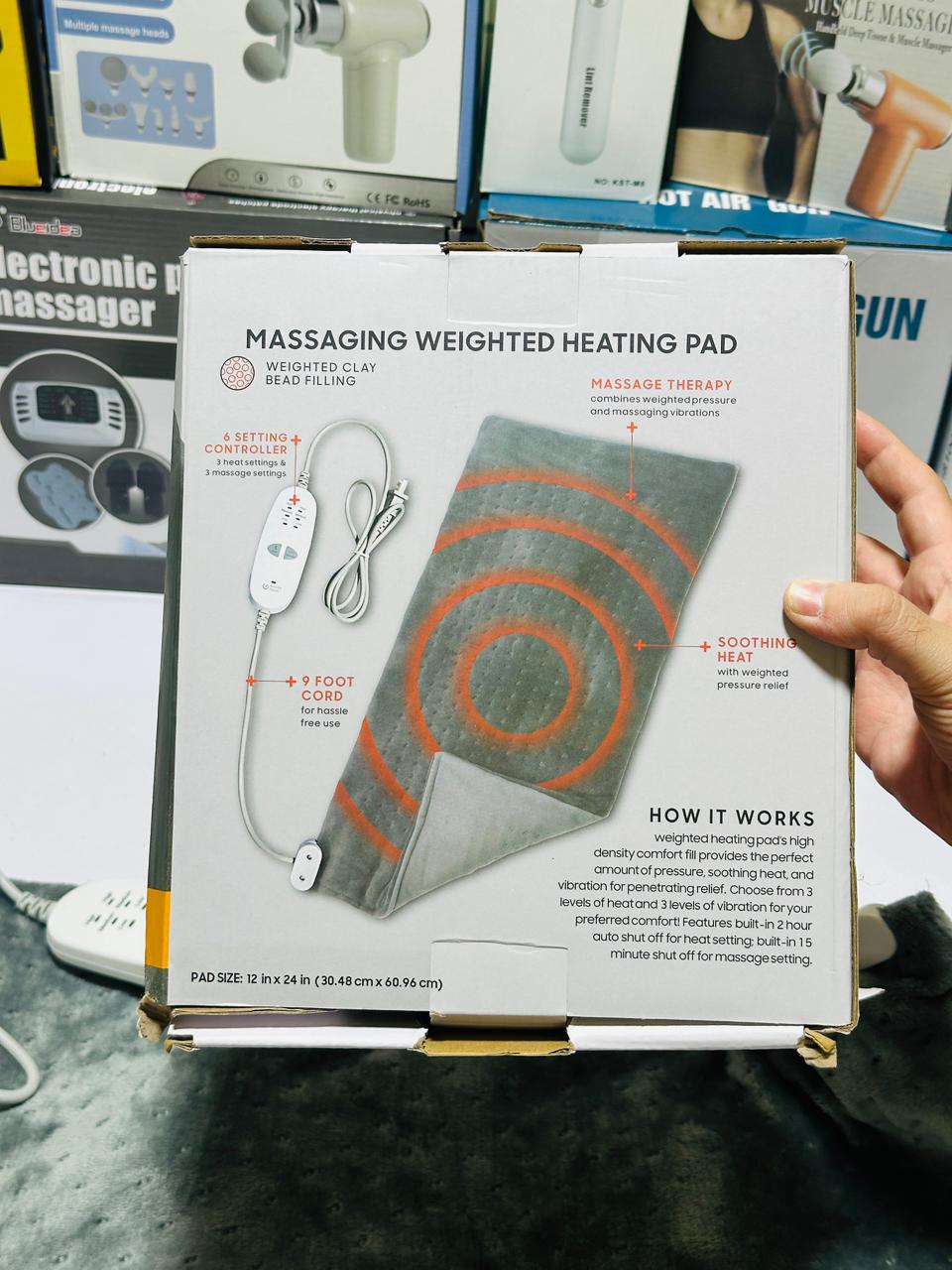 2 in 1 Heating Pad Massager | Remote Control | Heavy weight + Different Massage Modes