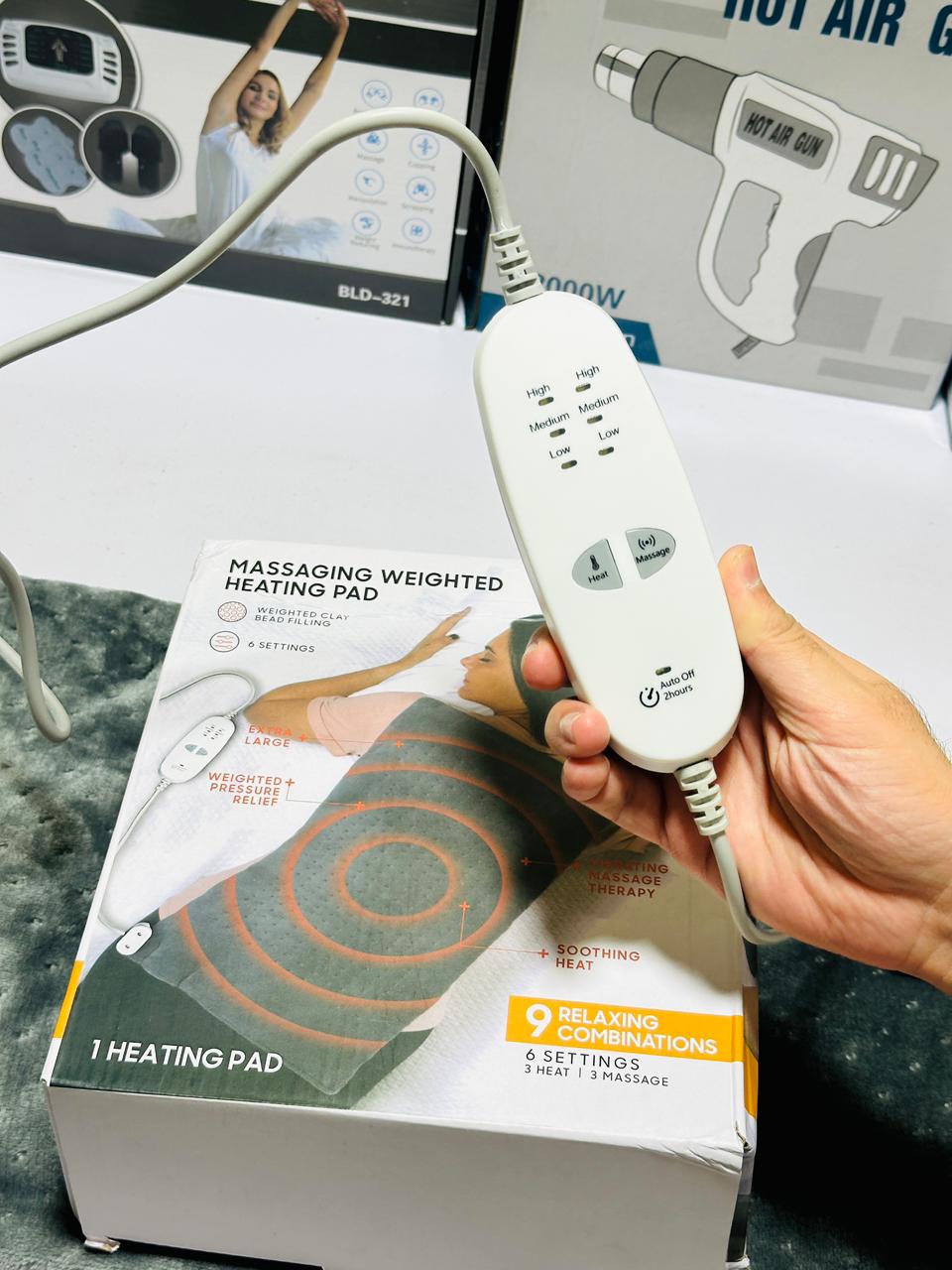 2 in 1 Heating Pad Massager | Remote Control | Heavy weight + Different Massage Modes