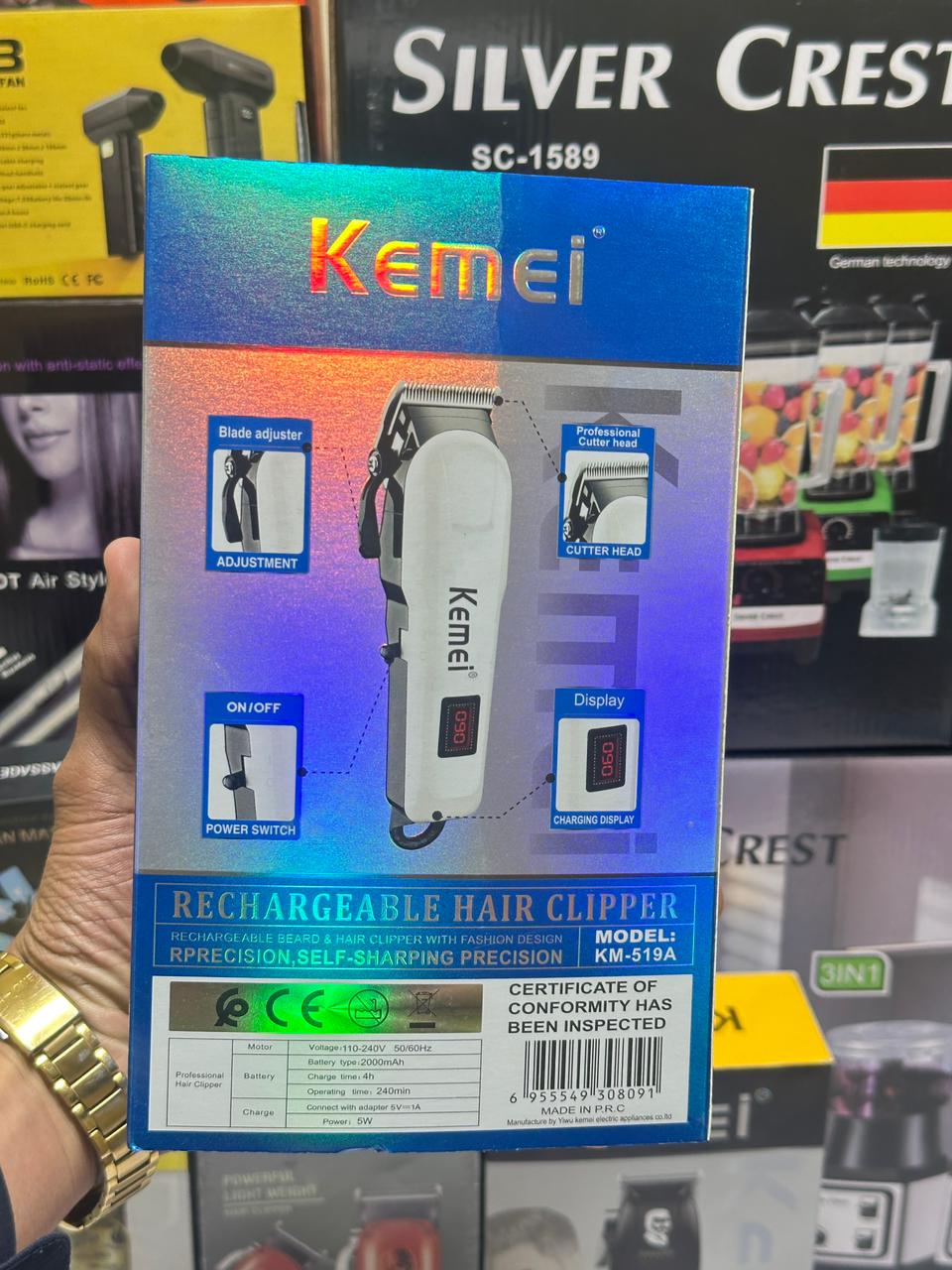 Kemei KM-809A Professional Electric Hair Clipper Rechargeable Men's Trimmer LCD Haircut Machine Barber  Shaver