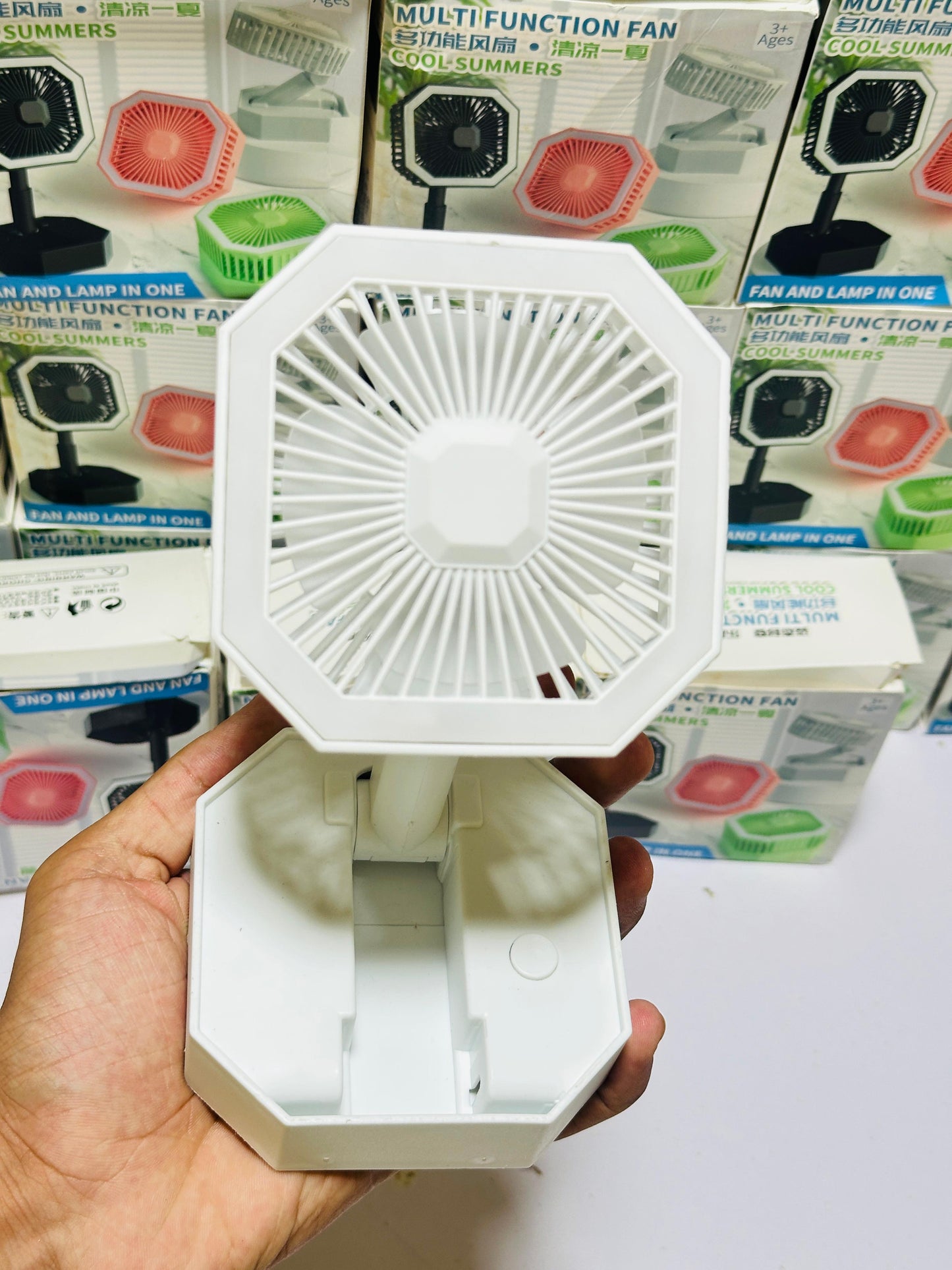 2 in 1 Light Retractable Fan | Fan + Lamp | Rechargeable with long lasting battery
