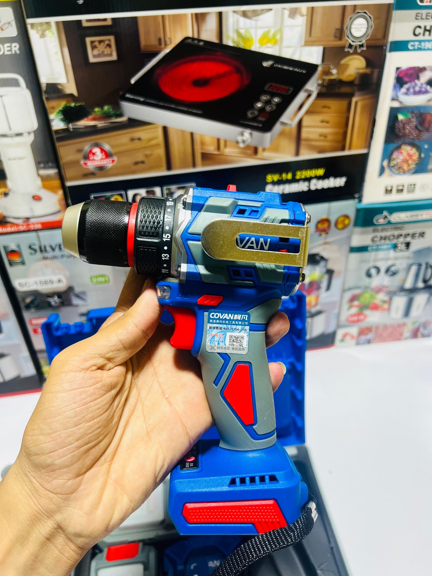 COVAN  128V Brushless Power Drill 120Nm Cordless Hammer Drill Machine Electric Screwdriver 13mm Chuck Cordless Impact Drill