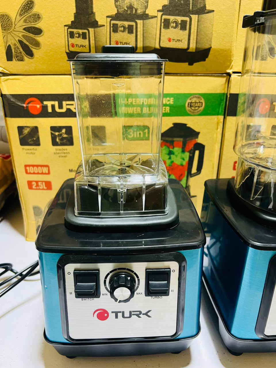 TURK  3 in 1 Multifunctional Blender Commercial Heavy Duty Blender 1000W High Performance Power Blender 2.5L Jug 2.0 litr Chopper and 700ml Grinder for Kitchen