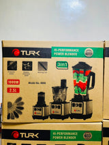 TURK  3 in 1 Multifunctional Blender Commercial Heavy Duty Blender 1000W High Performance Power Blender 2.5L Jug 2.0 litr Chopper and 700ml Grinder for Kitchen