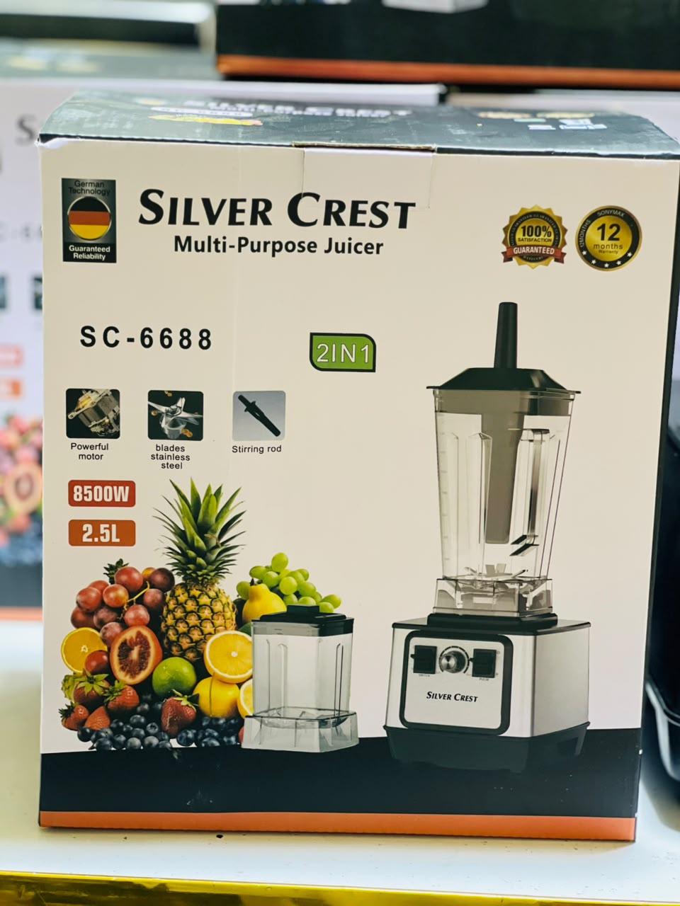 SC-6688 Silver Crest 2 in 1 Juicer | Juicer Blender | Grinder Jar | 1 Years Warranty