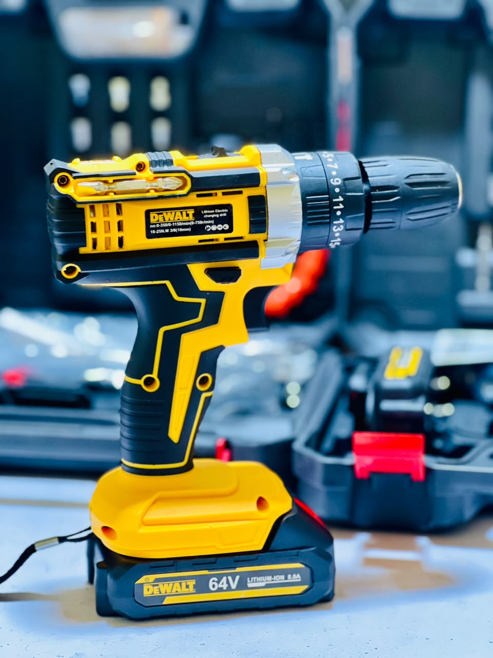 Dewalt 64V Big Batteries Drill Kit Machine | with Drill bits | Screwdriver Heads and Guttis | Dual Battery