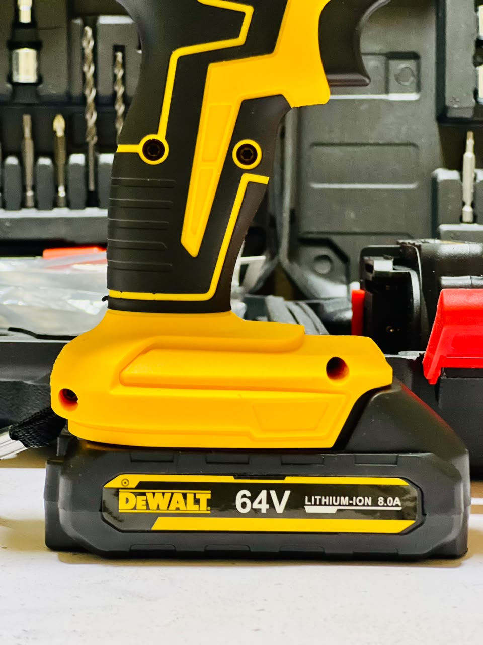 Dewalt 64V Big Batteries Drill Kit Machine | with Drill bits | Screwdriver Heads and Guttis | Dual Battery