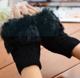women Gloves stylish Hand Winter warm Half Finger mitten Ladies woolen Gloves